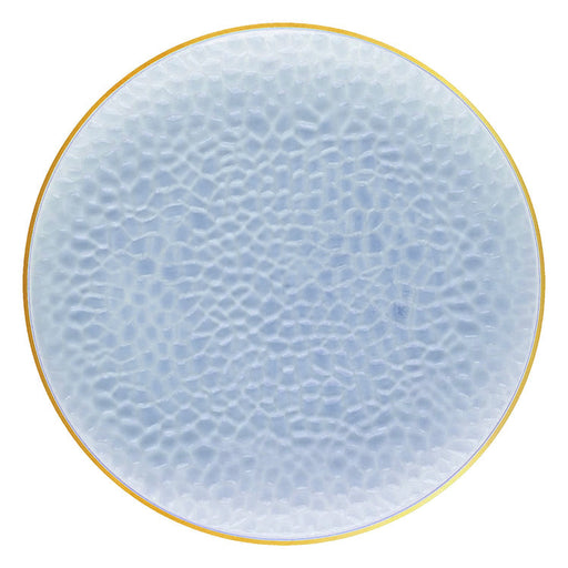 Clear Blue with Gold Rim Hammered Glass Plastic Plates