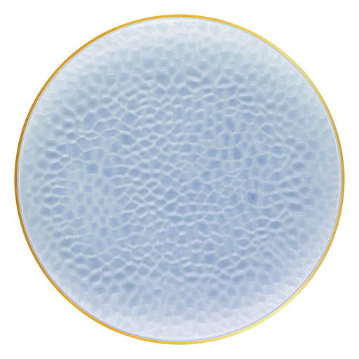 Clear Blue with Gold Rim Hammered Glass Plastic Appetizer/Salad Plates (10.25")-120 Plates Per Case