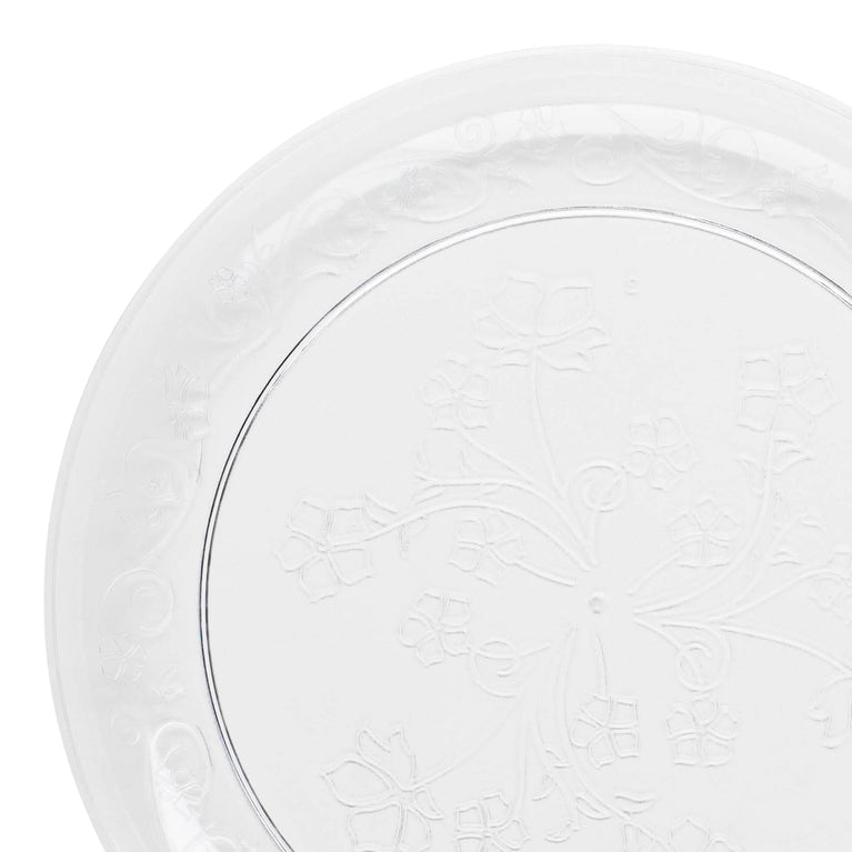 Clear Floral Round Disposable Plastic Plates