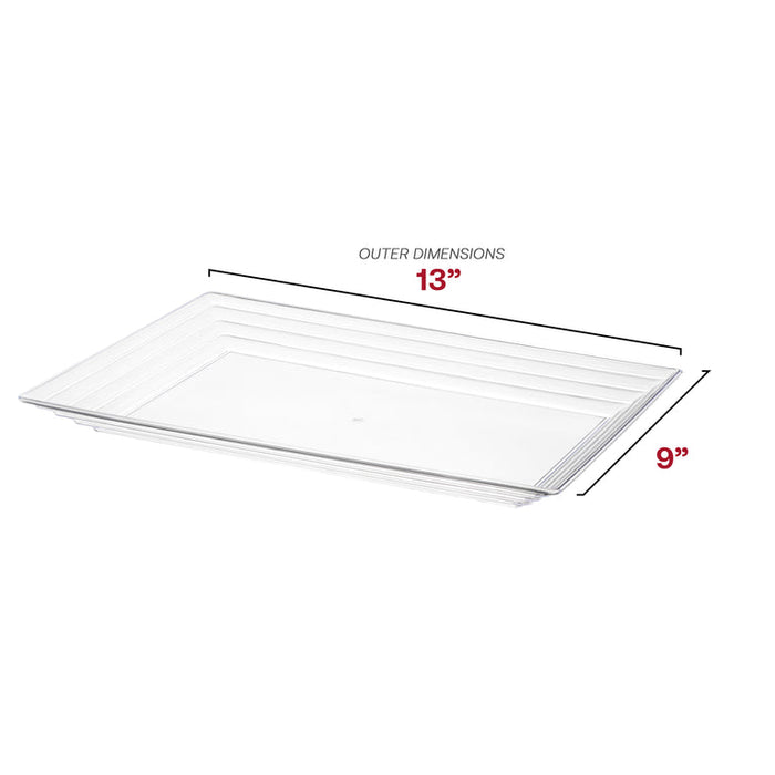 Rectangular with Groove Rim Plastic Serving Trays