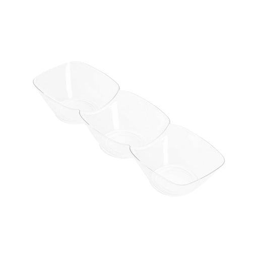 Clear Rectangular 3-Hole Mini Plastic Bowls