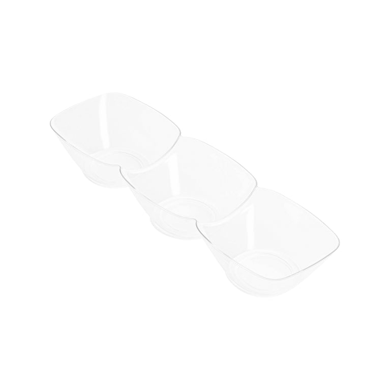 Clear Rectangular 3-Hole Mini Plastic Bowls