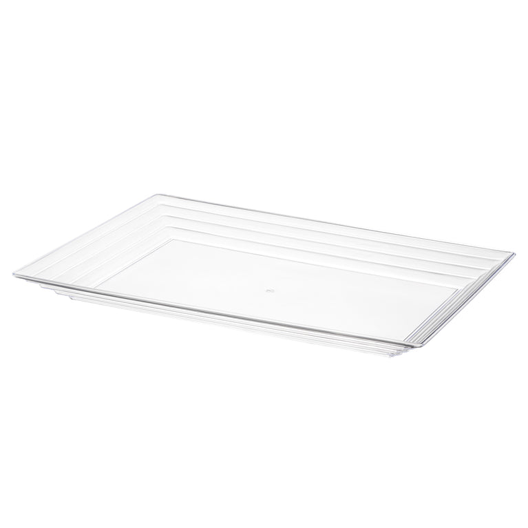Rectangular with Groove Rim Plastic Serving Trays