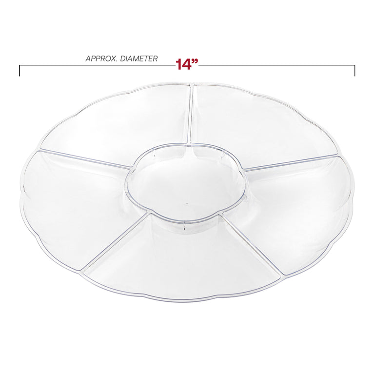 Clear Big 6-Partition Round Disposable Plastic Trays