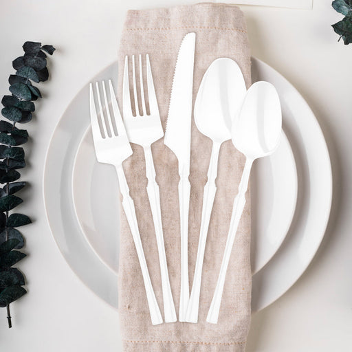 White Moderno Disposable Plastic Cutlery