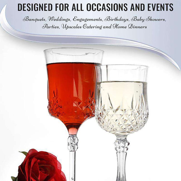 8 oz. Crystal Cut Disposable Plastic Wine Glasses