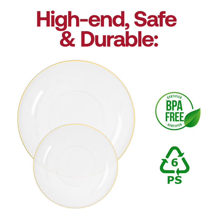 Organic Round With Gold Rim Disposable Plates
