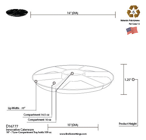 16" - 7 LOW COMPARTMENT TRAY (12 Per Case)