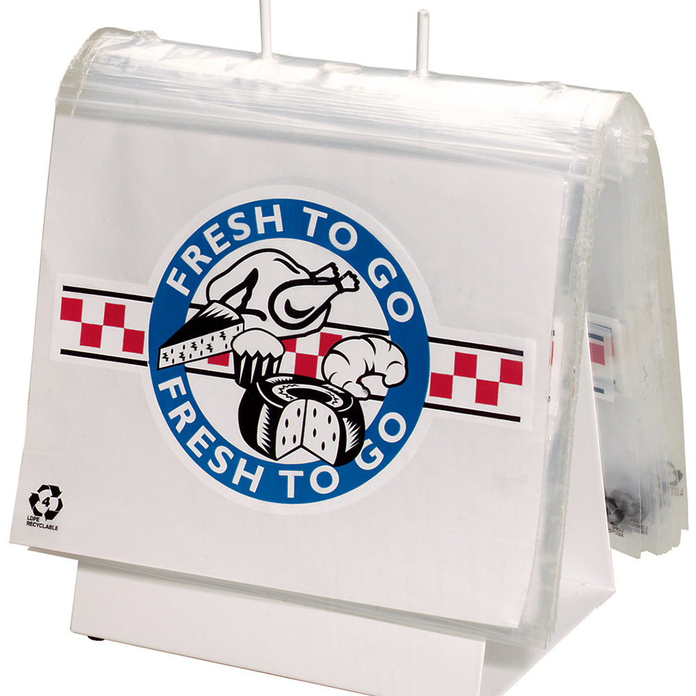 10" x 8" 1.5 mil Zipper Saddle Pack Deli Bag -- Printed "Fresh to Go" Four Colors, 1000/CS