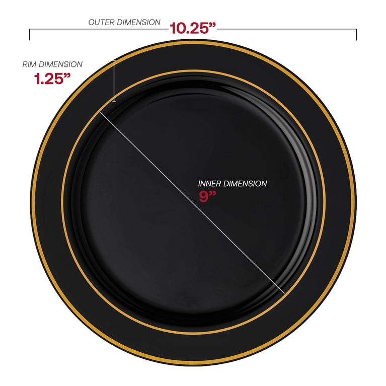 Black Plastic Plates with Gold Rim