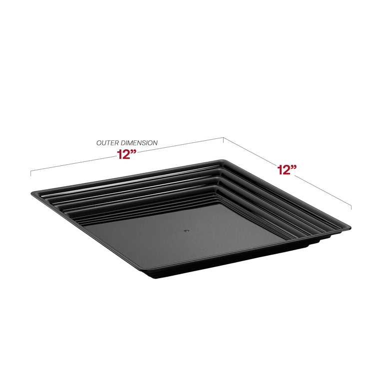 Square with Groove Rim Plastic Serving Trays