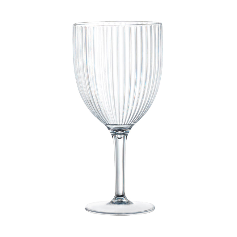 13oz Clear Ribbed Plastic Wine Glasses
