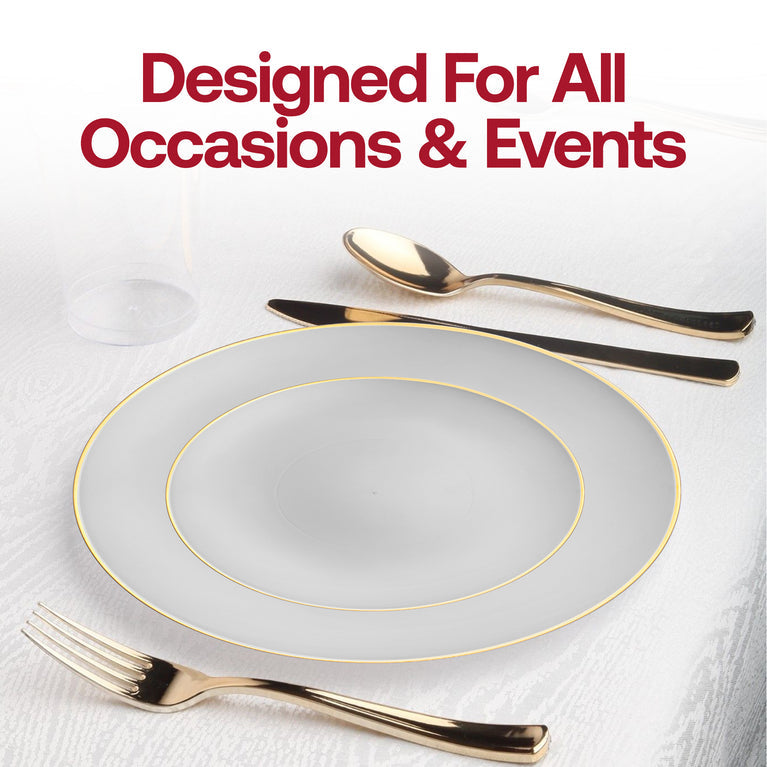 Organic Round With Gold Rim Disposable Plates