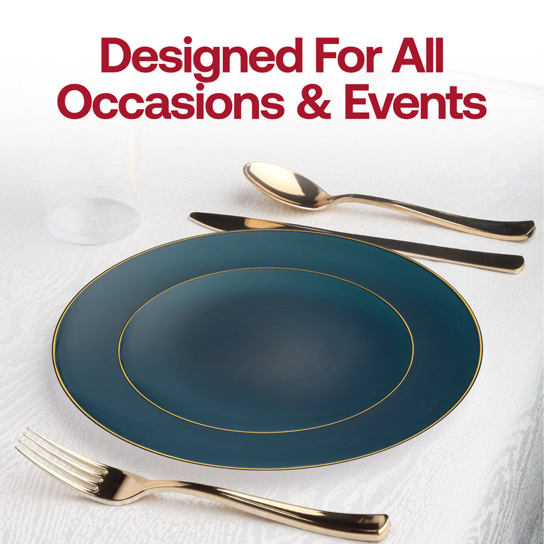 Organic Round With Gold Rim Disposable Plates