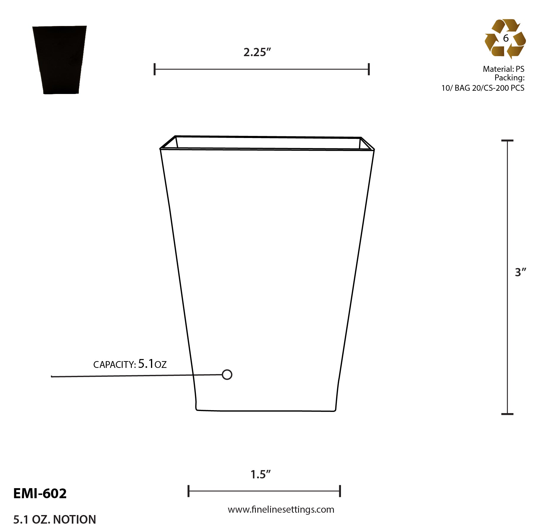 Fineline Tiny Temptations 5.1 oz Notion Cup specifications (EMI-602)