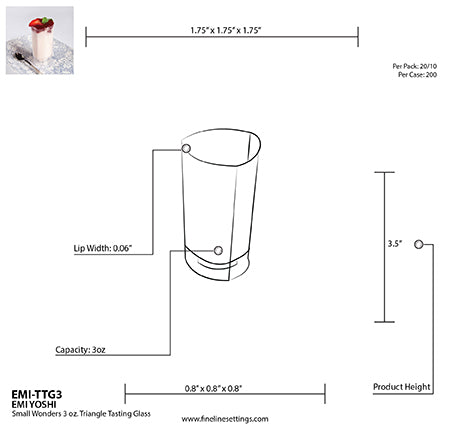 Fineline Tiny Temptations 3.5 oz Triangle Tumbler specifications (EMI-TTG3)