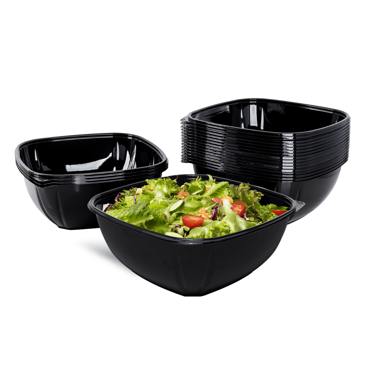 Large black square disposable catering bowl 160 oz