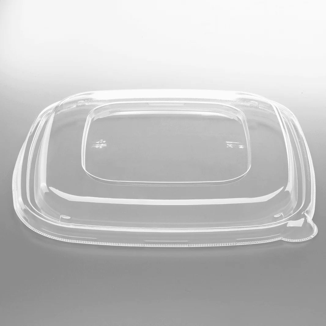 PET Dome Lid for 24, 32, 48 oz Bagasse Square Bowl - 300 pcs