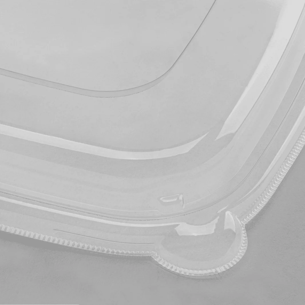PET Dome Lid for 24, 32, 48 oz Bagasse Square Bowl - 300 pcs