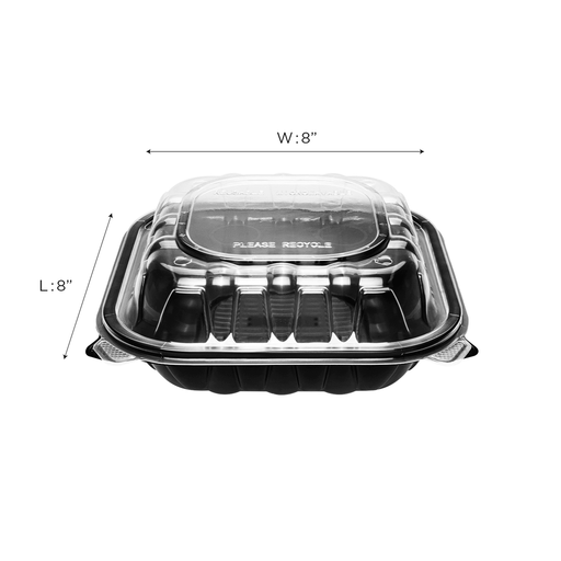 8" x 8" Premium PP Hinged Container (150 Per Case)