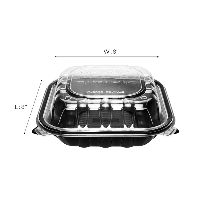 8" x 8" Premium PP Hinged Container (150 Per Case)