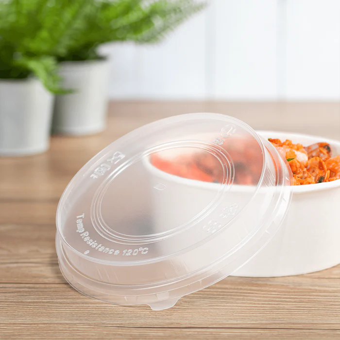 Karat PP Dome Lid for 32oz Paper Short Bucket - 360 pcs