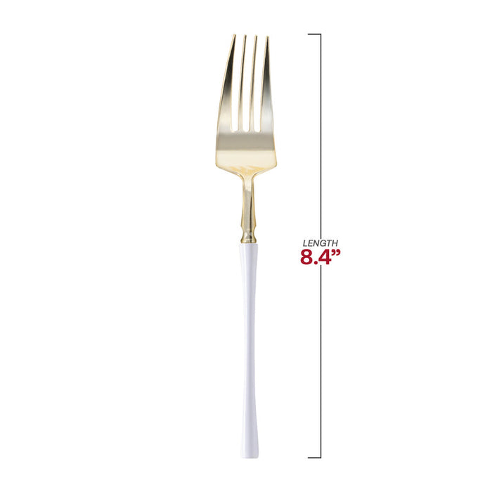 Gold with White Handle Moderno Disposable Plastic Cutlery
