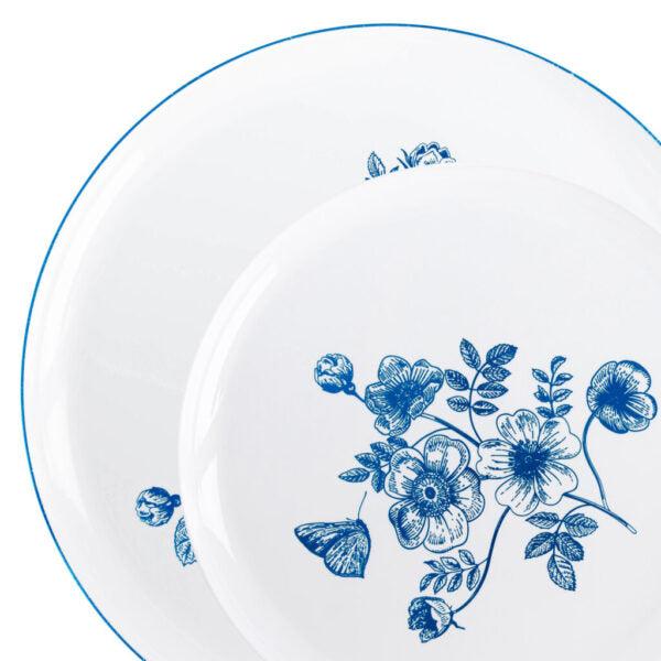 French Toile Combo 8" & 10" Plates Blue/White