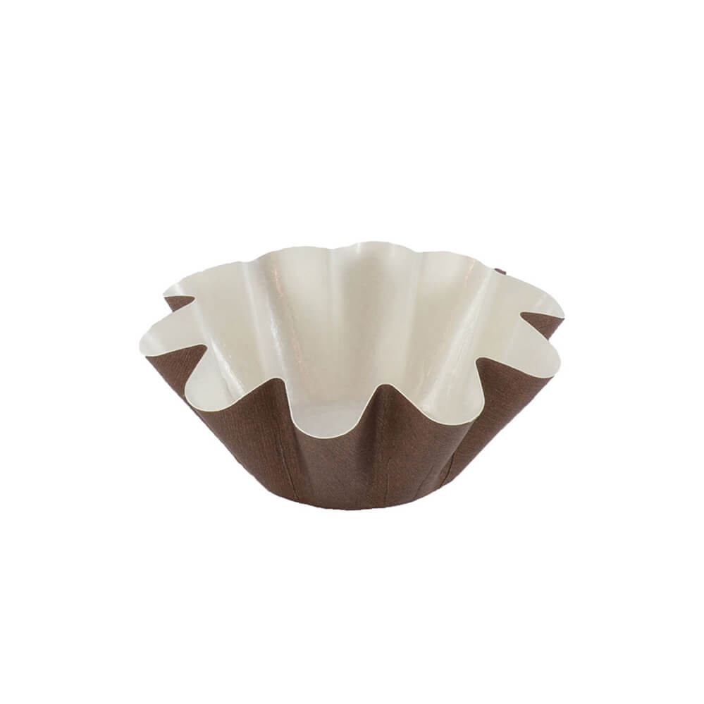 Novacart PBA 02 Medium Floret Brioche Baking Cup, Brown/White – 1-7/8" x 1-3/8" – 3,000/Case