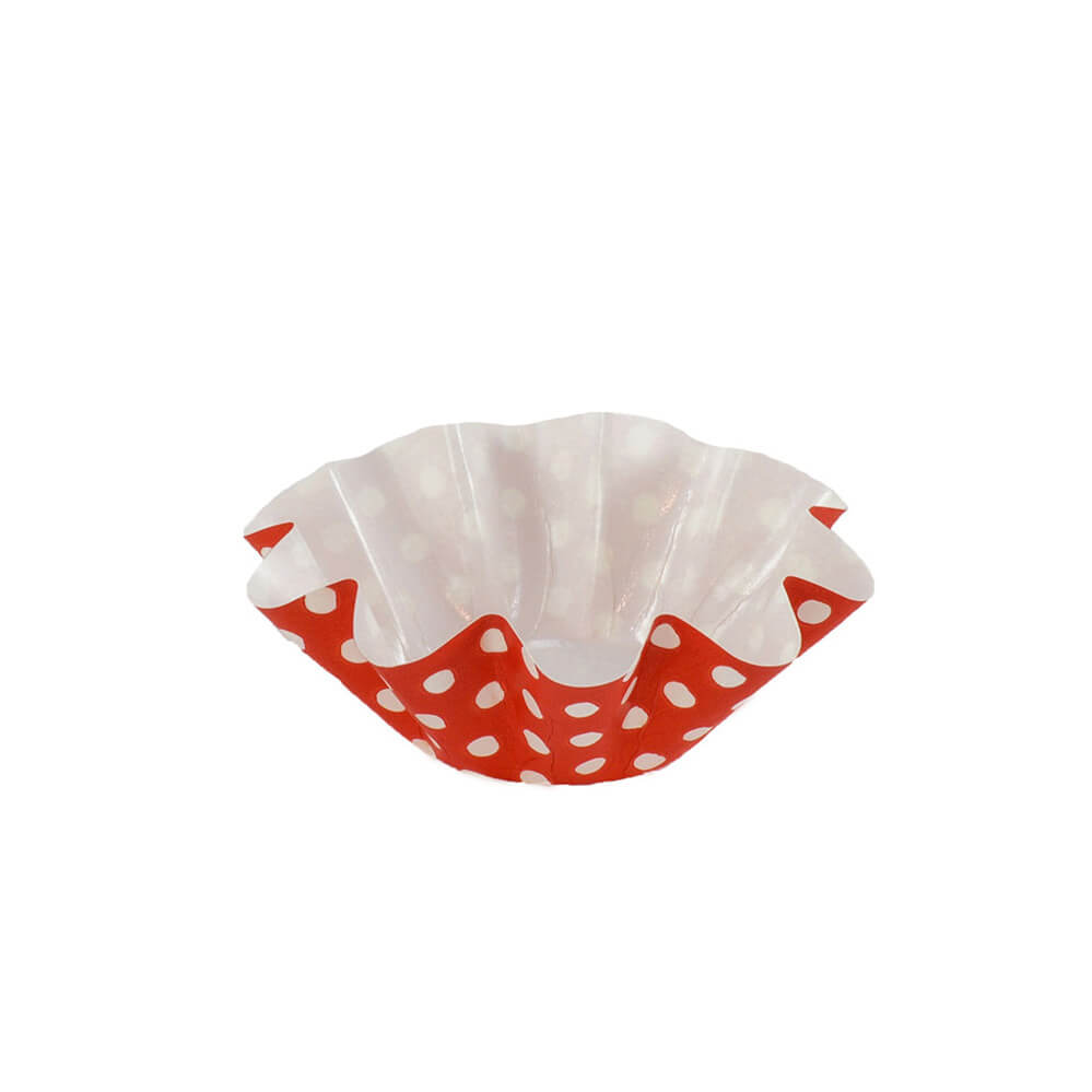 Novacart PBA 02 Medium Floret Brioche Baking Cup, Red Dot – 1-7/8" x 1-3/8" – 3,000/Case