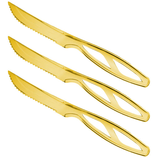 Gold Plastic Disposable Steak Knives-360 Per Case