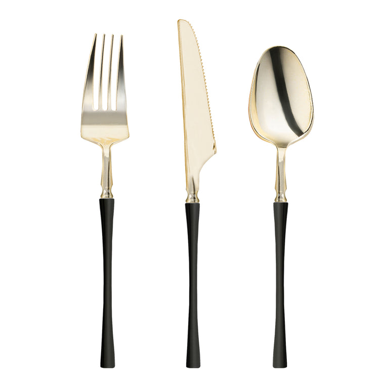 Gold with Black Handle Moderno Disposable Plastic Cutlery
