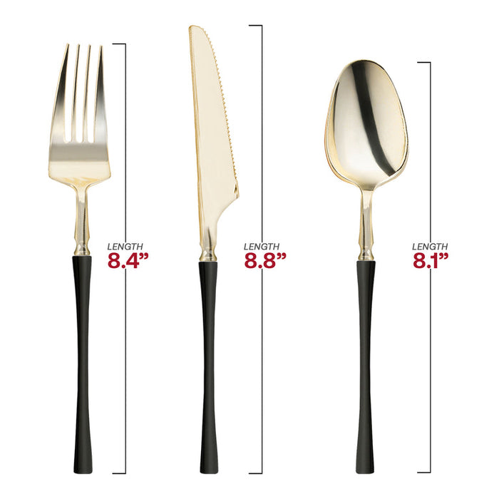 Gold with Black Handle Moderno Disposable Plastic Cutlery