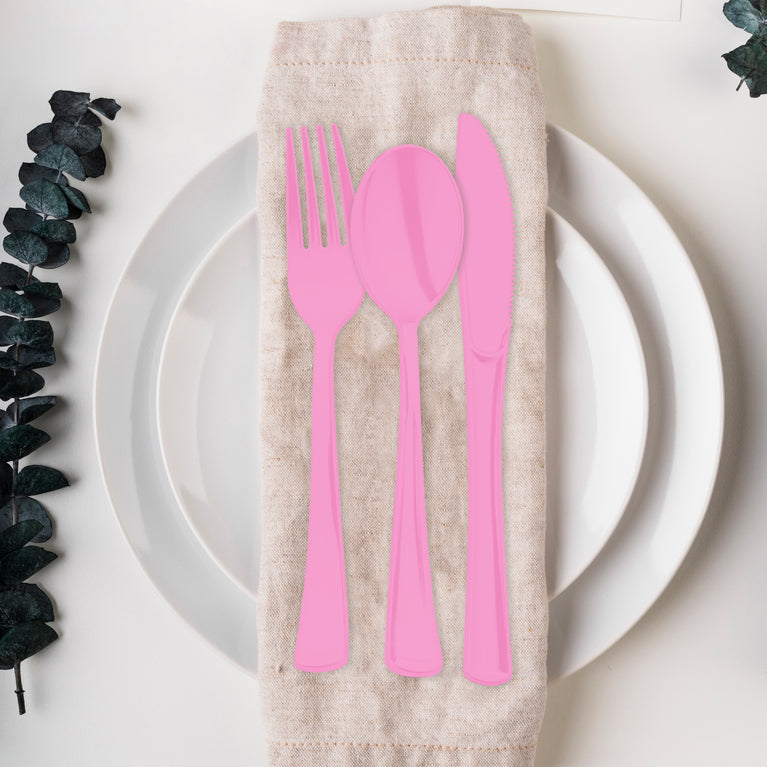 Vibrant pink cutlery great for kids parties and showers