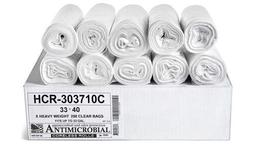 Aluf Plastics HCR-303710C High Density Star Sealed Coreless Roll Bags, 20-30 gal, Polyethylene, 30" x 37", Clear (Pack of 500)