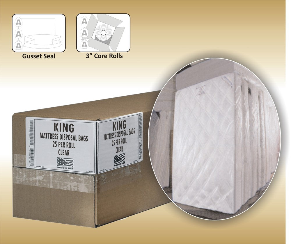 King Size Mattress Bag Cover - Heavy Duty Plastic Storage & Moving Bag (Case of 25)