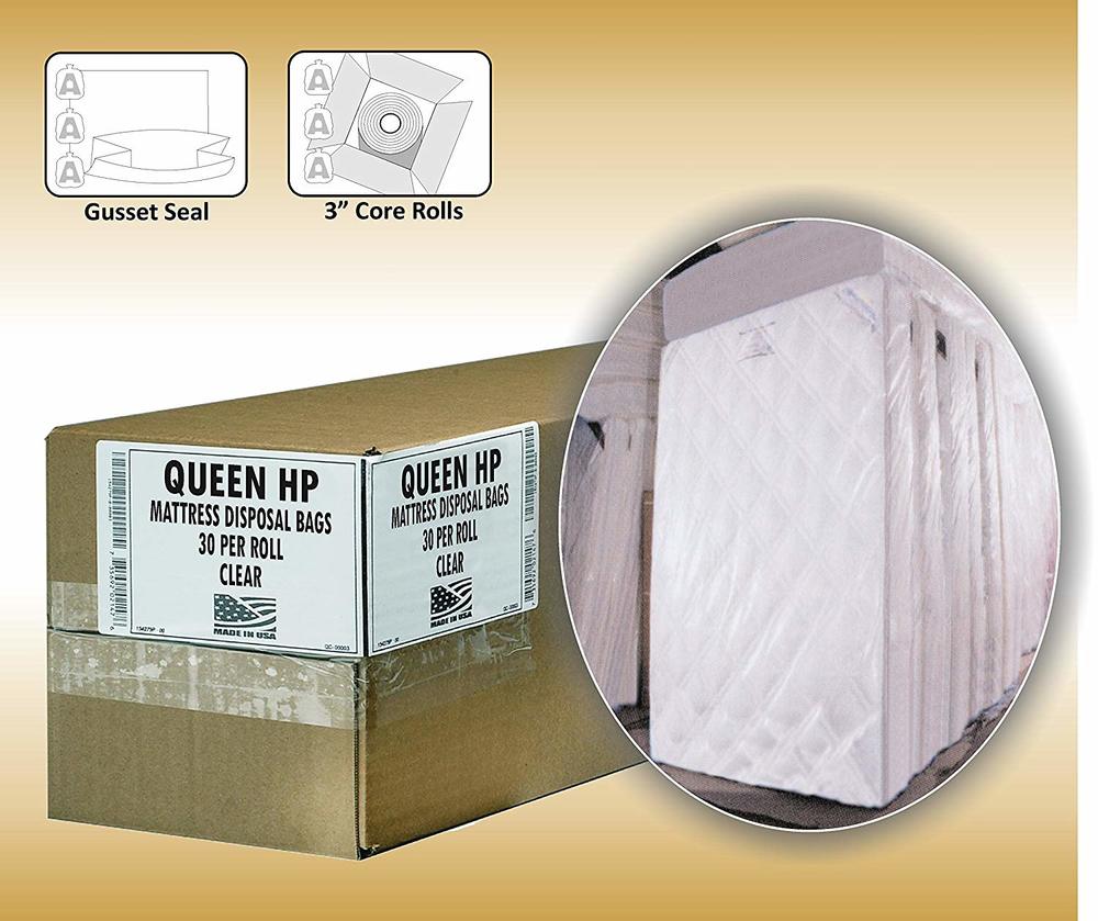 Queen Size Mattress Bag Cover - Heavy Duty Plastic Storage & Moving Bag (Case of 30)