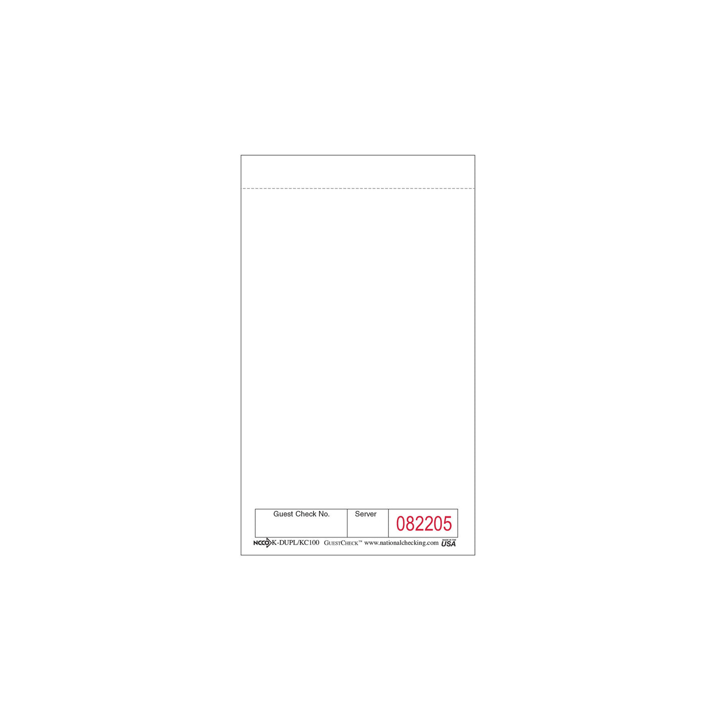 NCCO KC-100 Small Single Copy Paper Guest Check – White – 3.5” x 6”