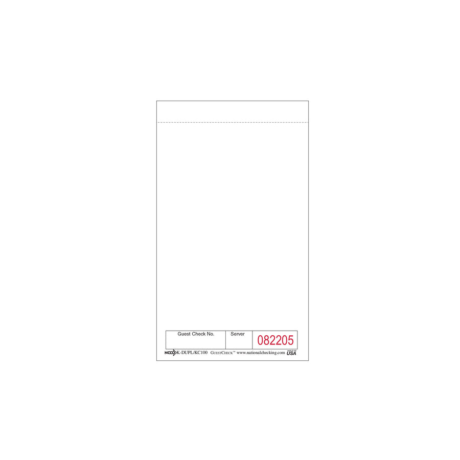 NCCO KC-100 Small Single Copy Paper Guest Check – White – 3.5” x 6”