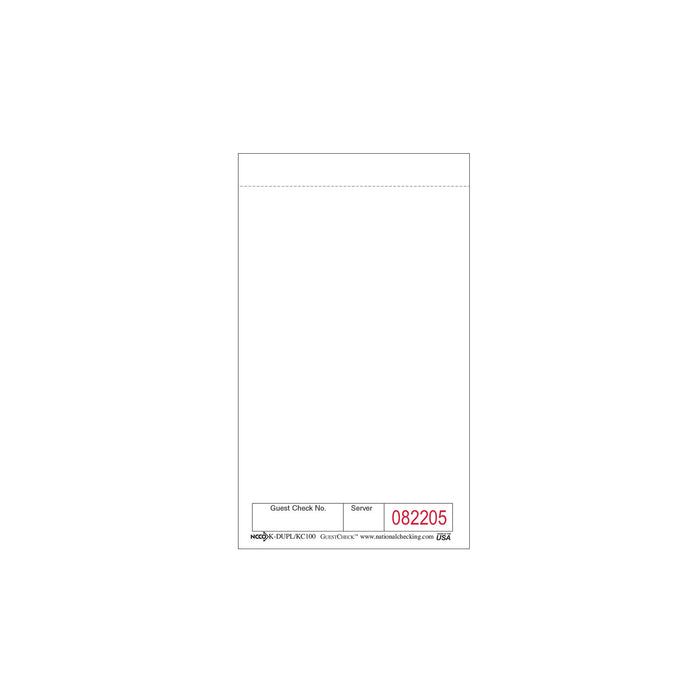 NCCO KC-100 Small Single Copy Paper Guest Check – White – 3.5” x 6”