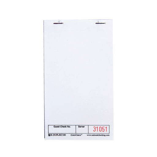 NCCO KC-100 Small Single Copy Paper Guest Check – White – 3.5” x 6”