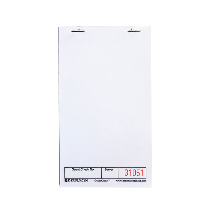 NCCO KC-100 Small Single Copy Paper Guest Check – White – 3.5” x 6”
