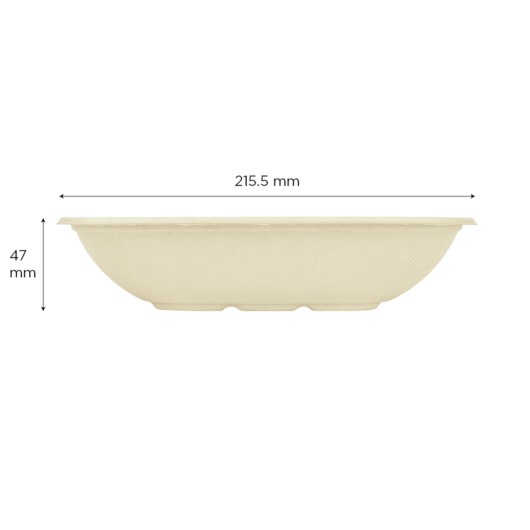 32oz PFAS Free Bagasse Square Bowl, Natural - 300 pcs