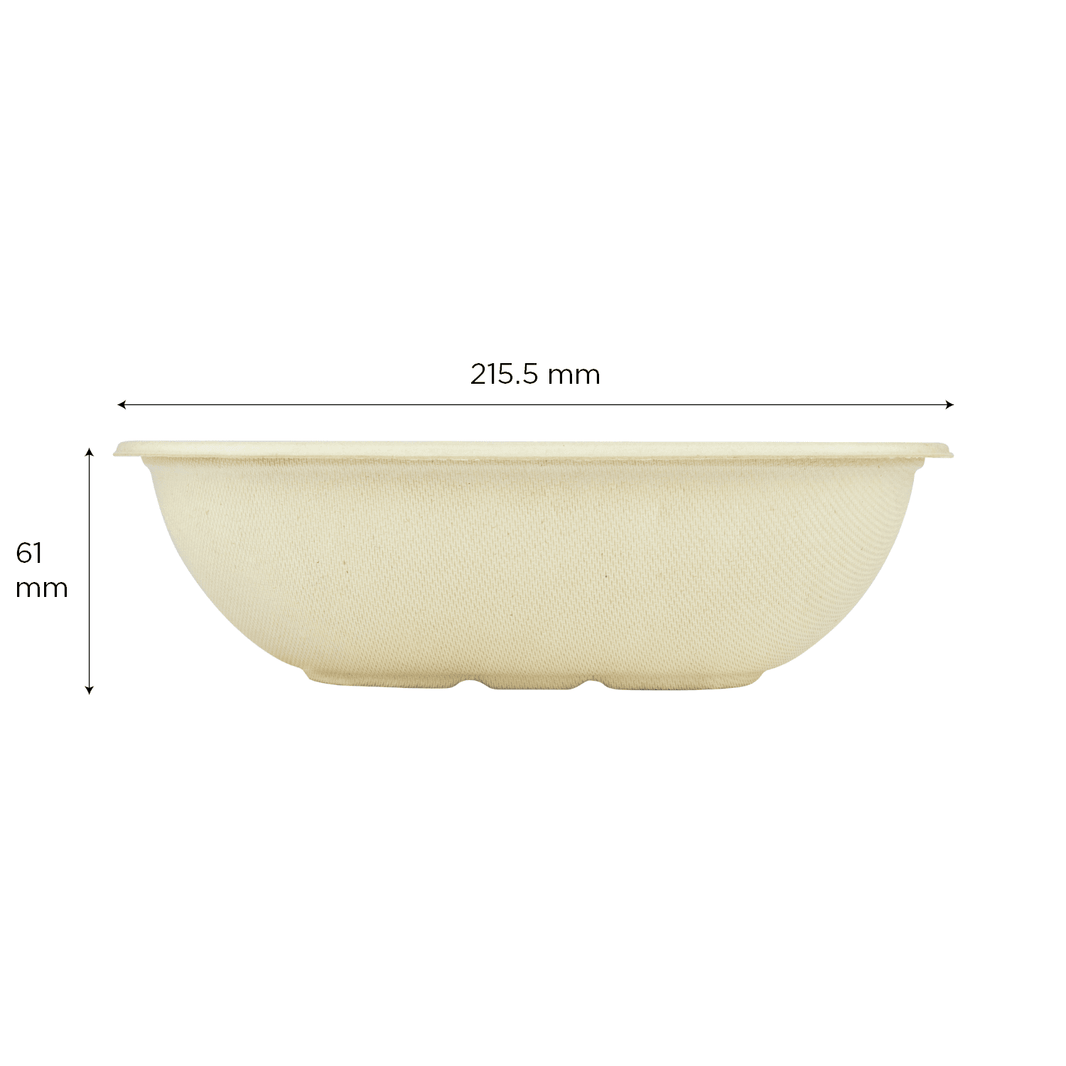 48oz PFAS Free Bagasse Square Bowl, Natural - 300 pcs