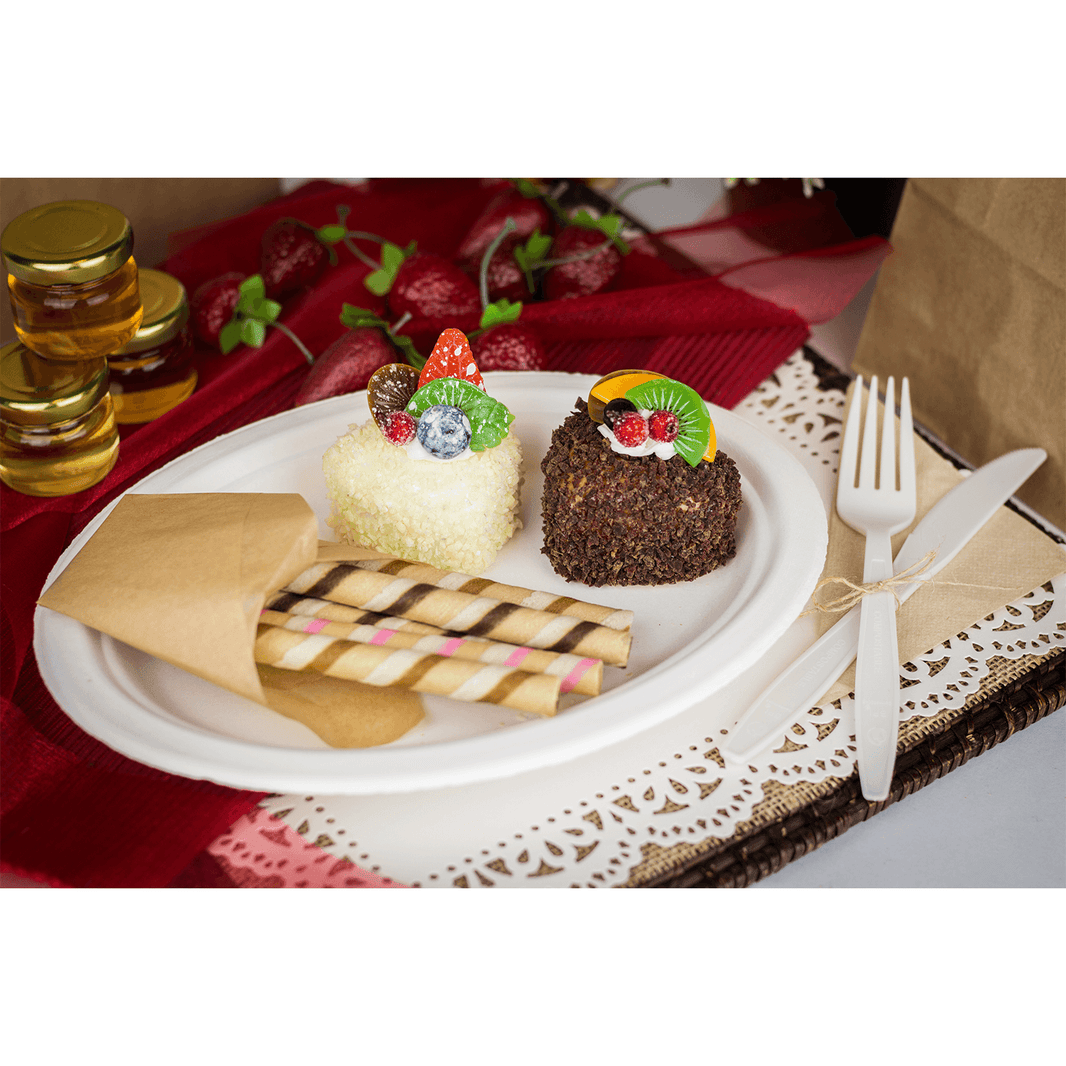 Compostable Bagasse Round Plates PFAS- FREE