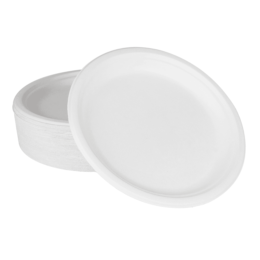 Compostable Bagasse Round Plates PFAS- FREE