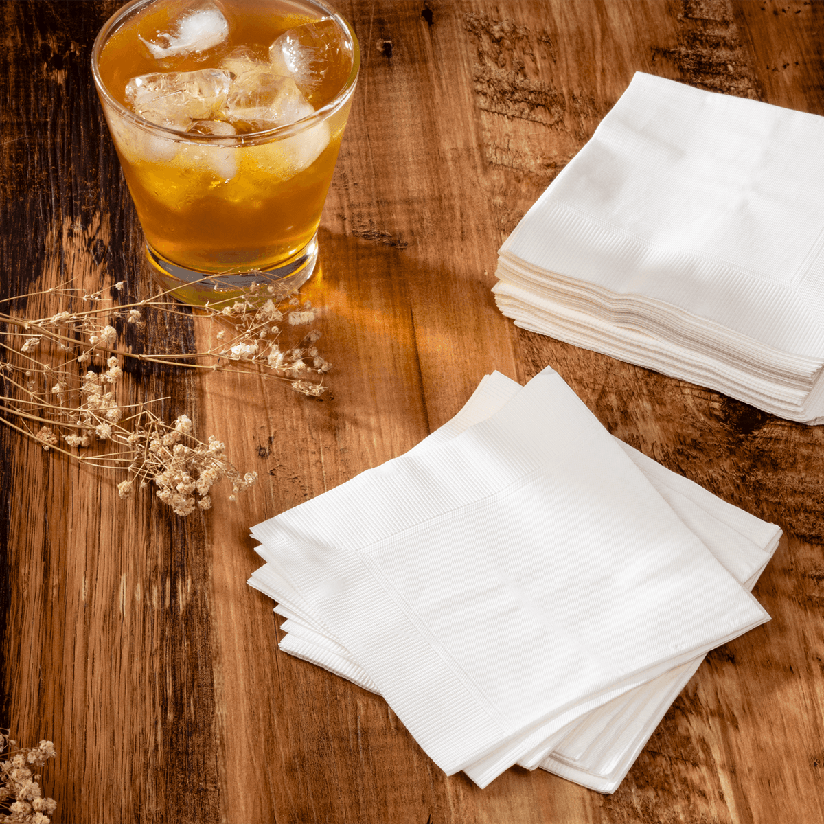 10" x10" Premium Beverage Napkins, White (3000 Napkins)