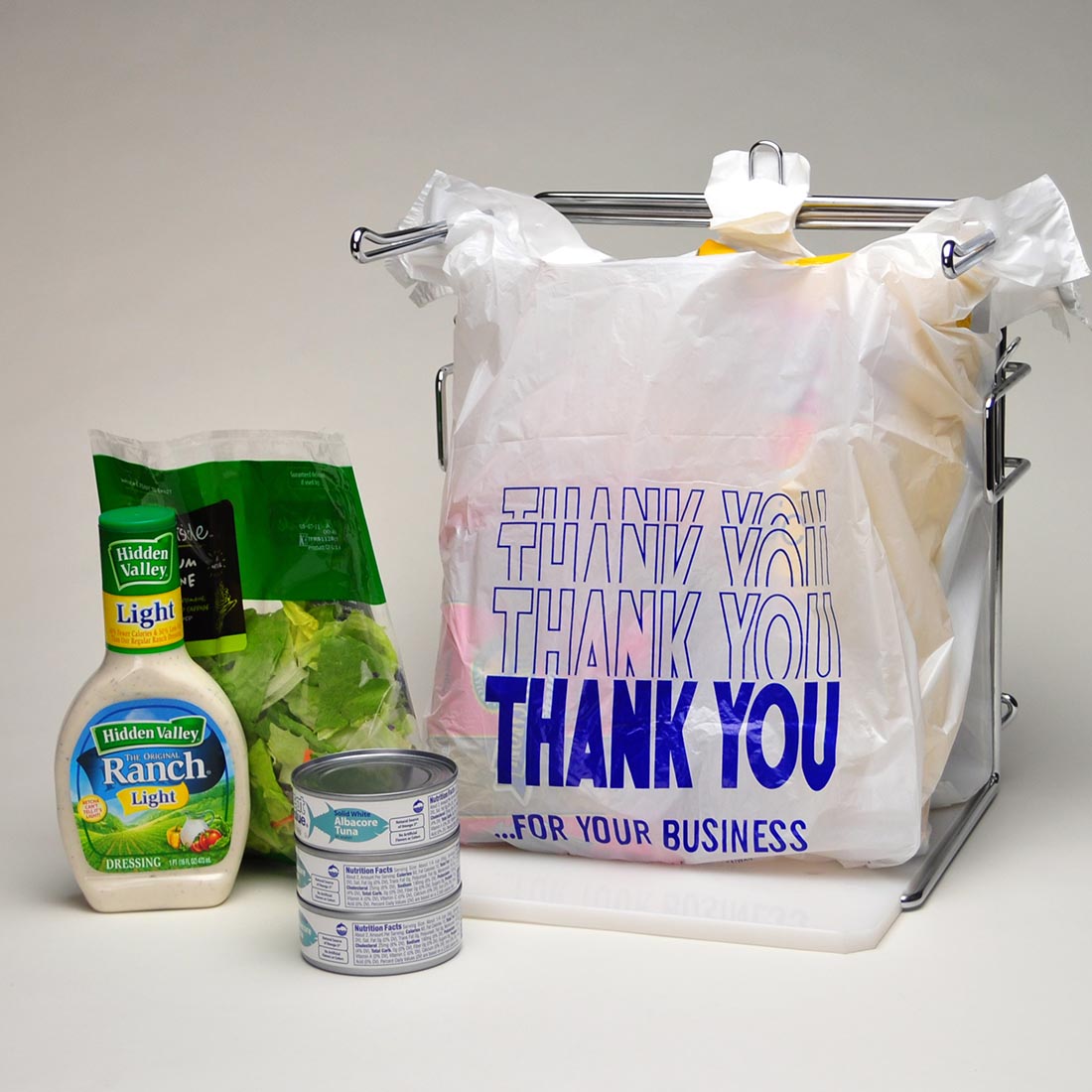 "Thank You" printed white HDPE t-shirt bag 11.5 x 6.5 x 21.5 inch, 0.5 mil, case of 1000
