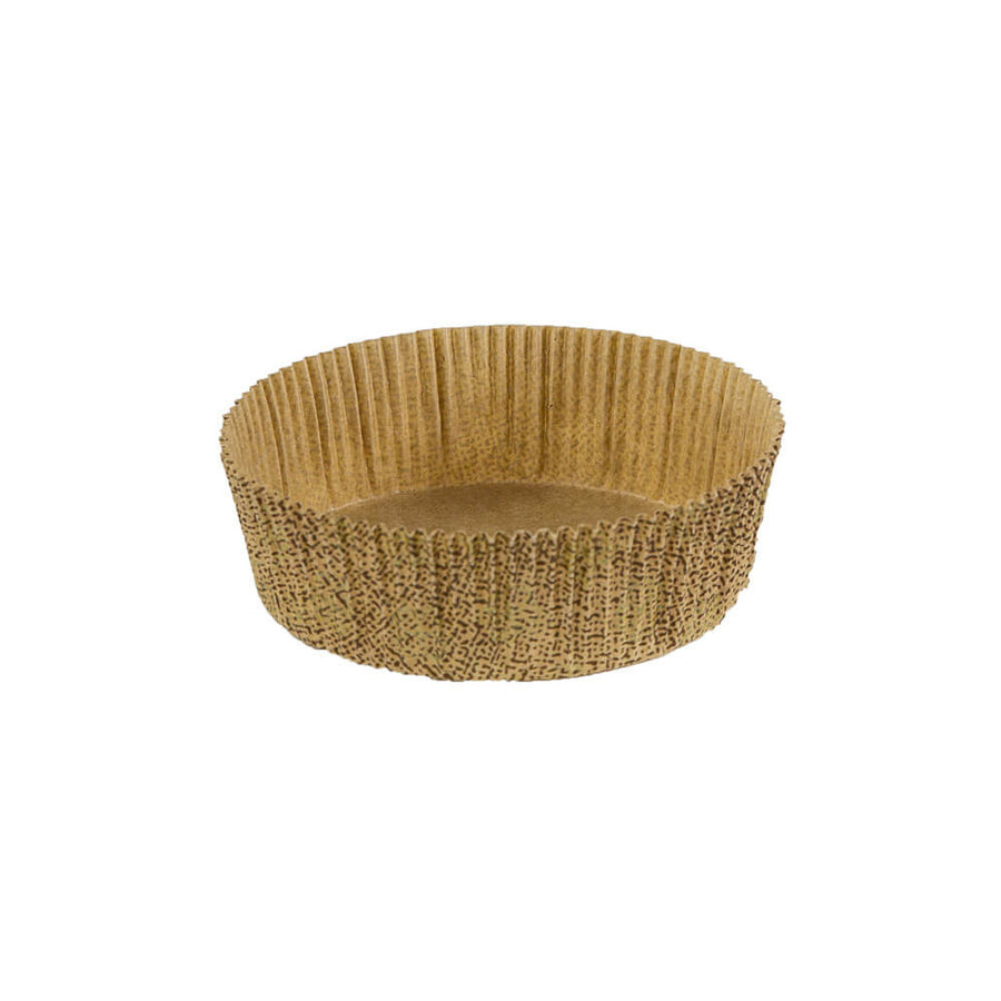 Novacart 1209 FL Free-Standing Panettone Print Baking Cup, Brown & Gold – 3-1/2" x 1-3/16" – 2,000/Case