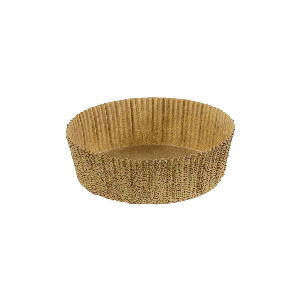Novacart 1209 FL Free-Standing Panettone Print Baking Cup, Brown & Gold – 3-1/2" x 1-3/16" – 2,000/Case